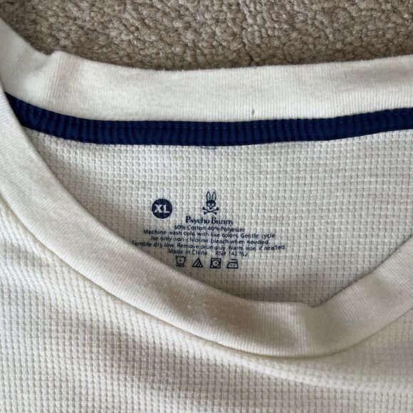 Psycho Bunny Thermal Top Mens XL Shirt Cream Waffle Preppy Casual Long Sleeve - Picture 3 of 6
